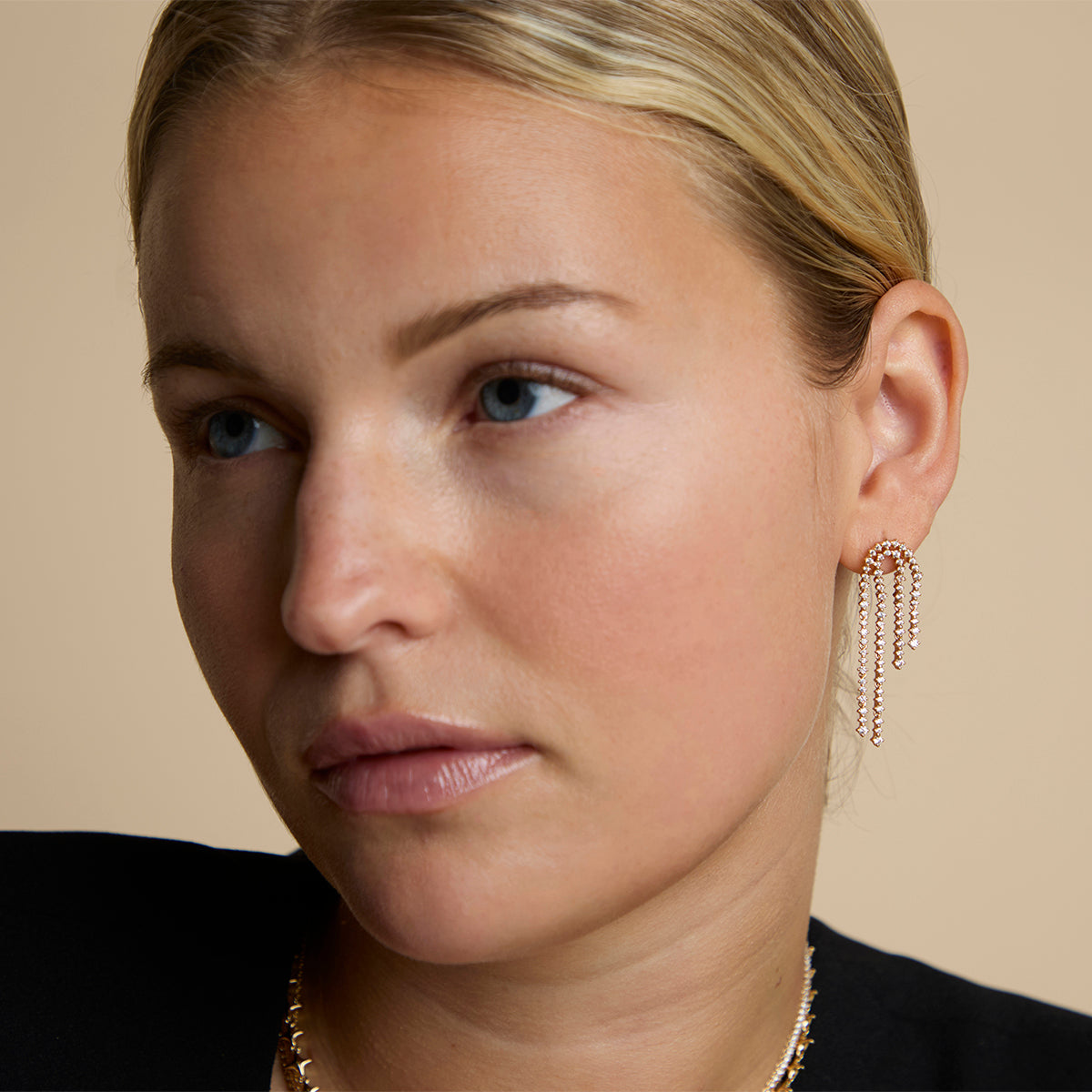 Crystal Scatter Drop Studs in Gold-Astrid & Miyu