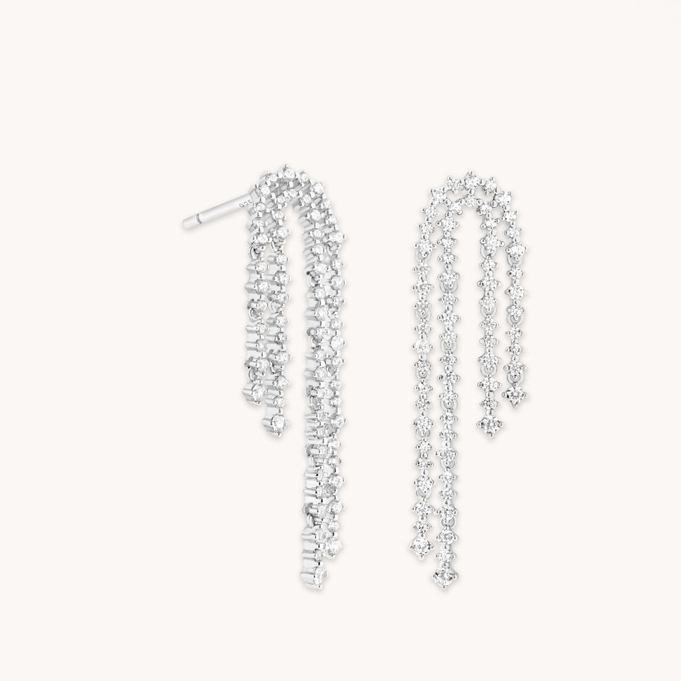 Crystal Scatter Drop Studs in Silver-Astrid & Miyu