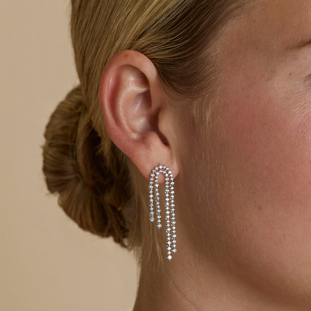 Crystal Scatter Drop Studs in Silver-Astrid & Miyu