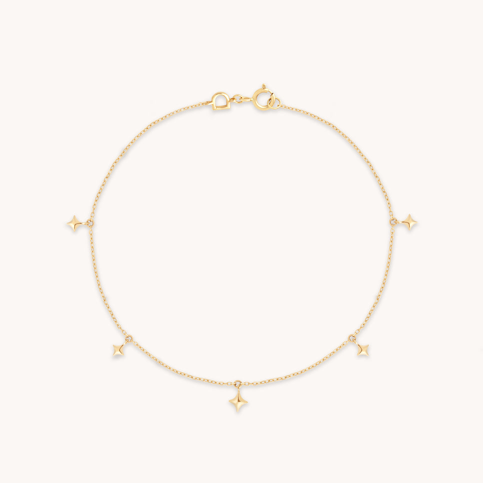Cosmic Star Charm Bracelet in Solid Gold-Astrid & Miyu