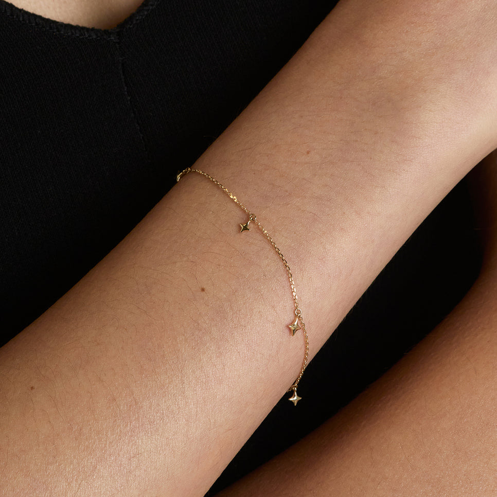 Cosmic Star Charm Bracelet in Solid Gold-Astrid & Miyu