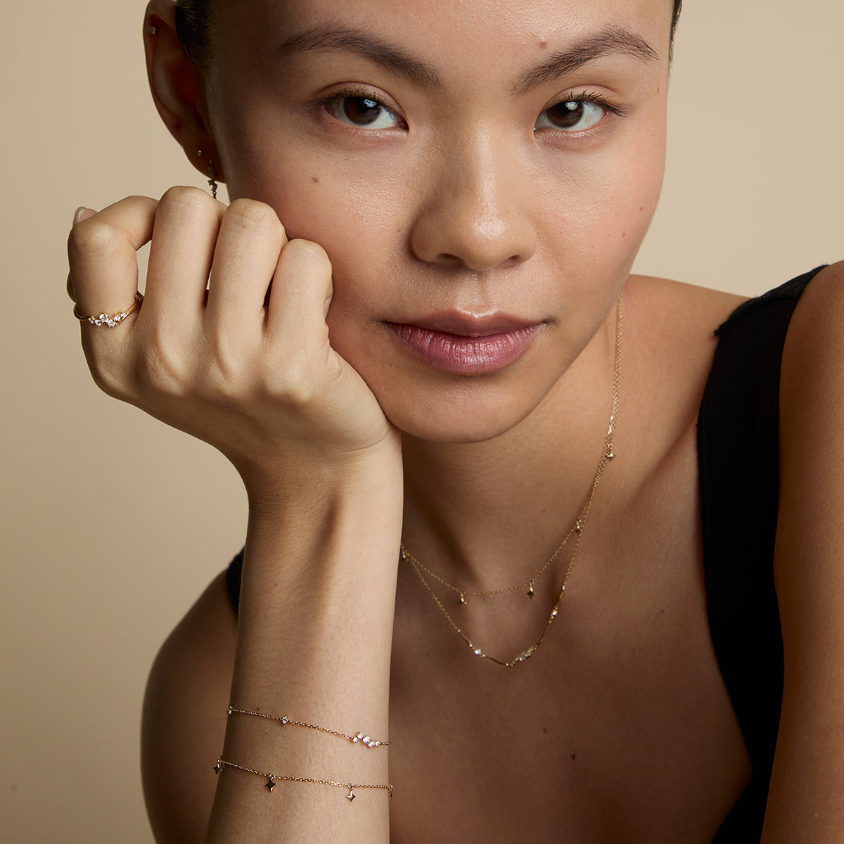 Cosmic Star Charm Bracelet in Solid Gold-Astrid & Miyu