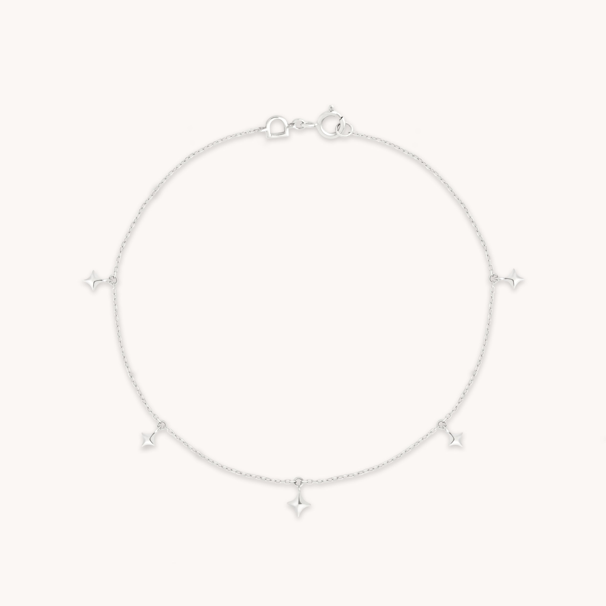 Cosmic Star Charm Bracelet in Solid White Gold-Astrid & Miyu