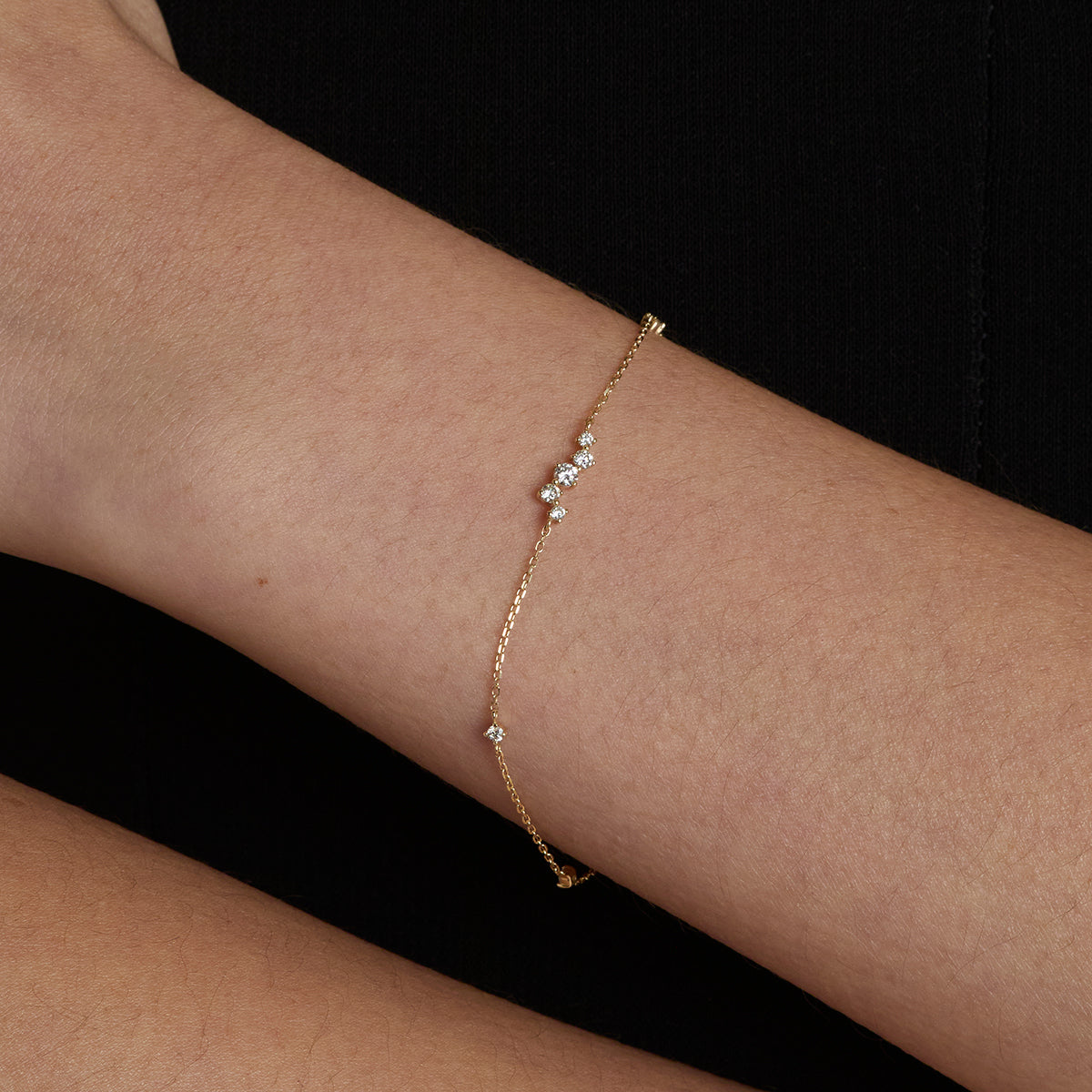 Diamond Cluster Bracelet in Solid Gold-Astrid & Miyu