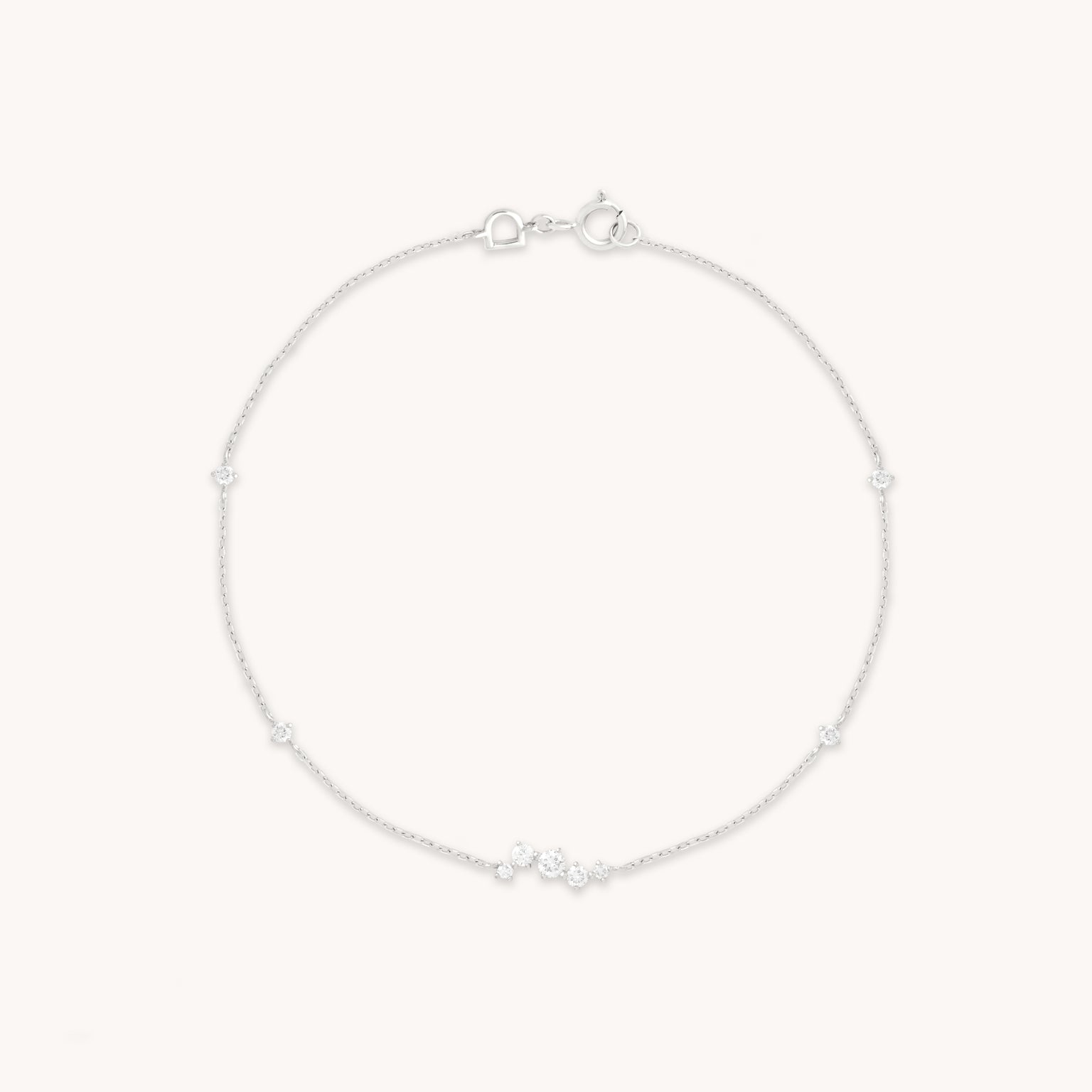 Diamond Cluster Bracelet in Solid White Gold-Astrid & Miyu
