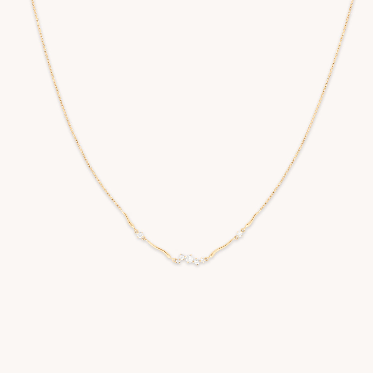 Diamond Cluster Molten Necklace in Solid Gold-Astrid & Miyu
