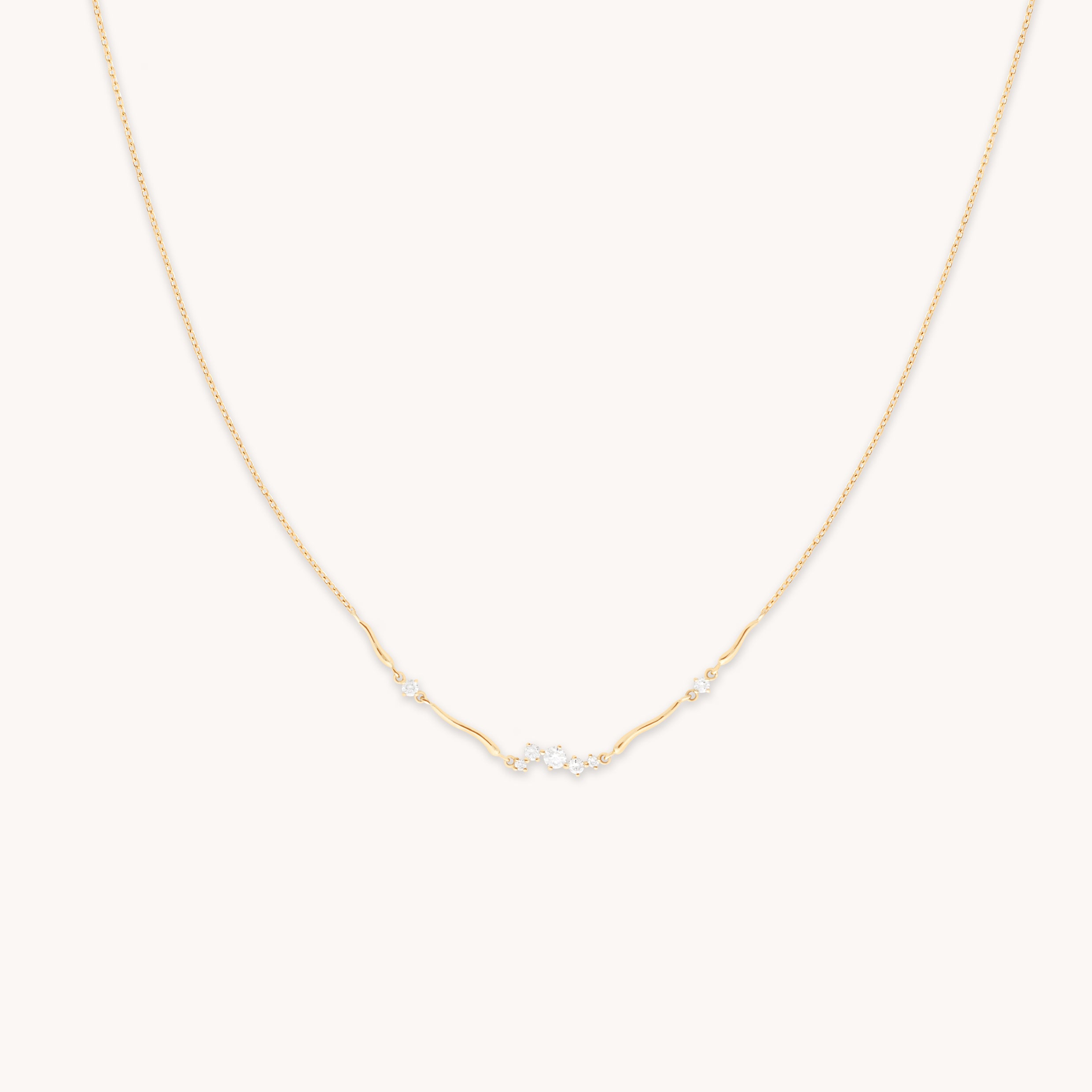 Diamond Cluster Molten Necklace in Solid Gold-Astrid & Miyu