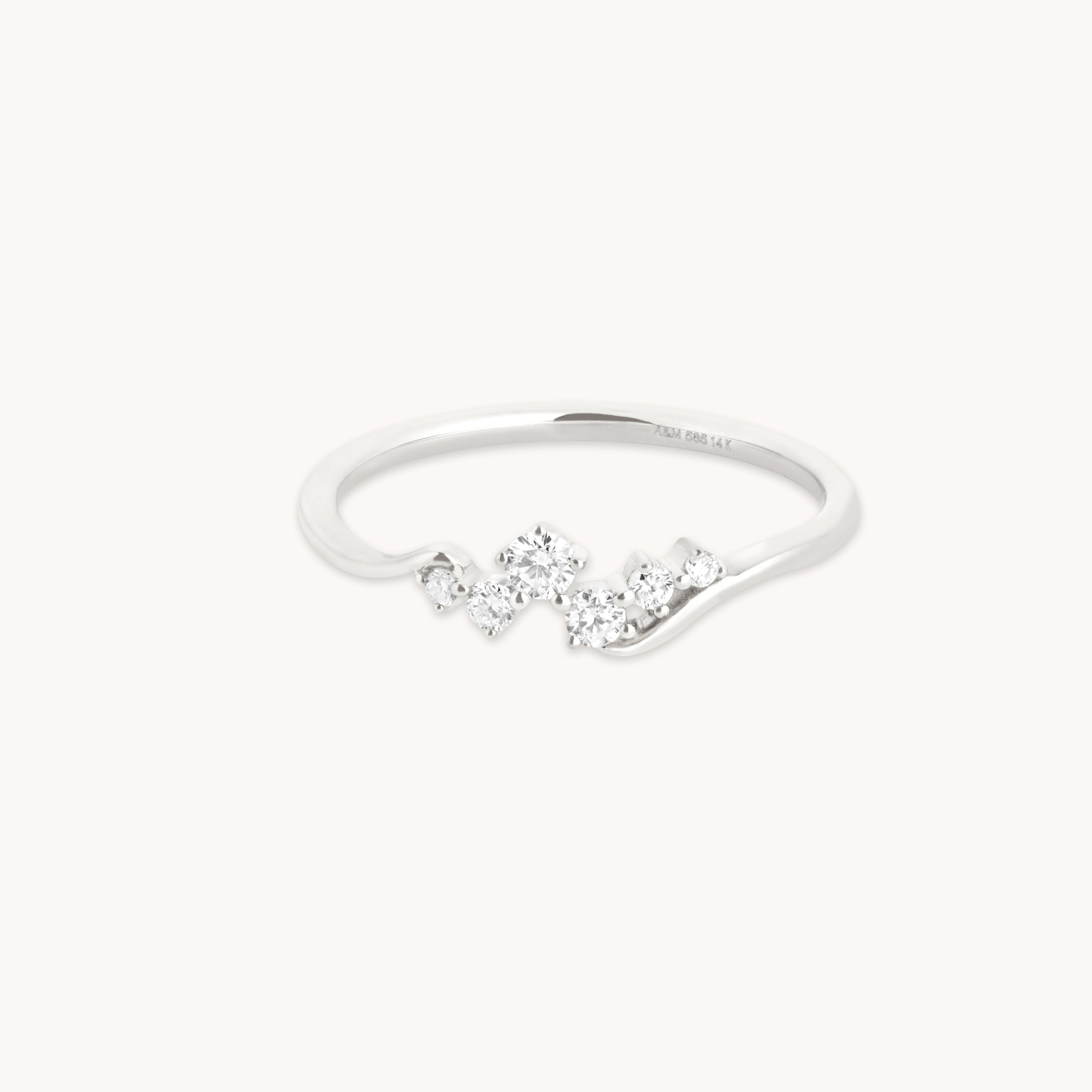 Diamond Cluster Ring in Solid White Gold-Astrid & Miyu
