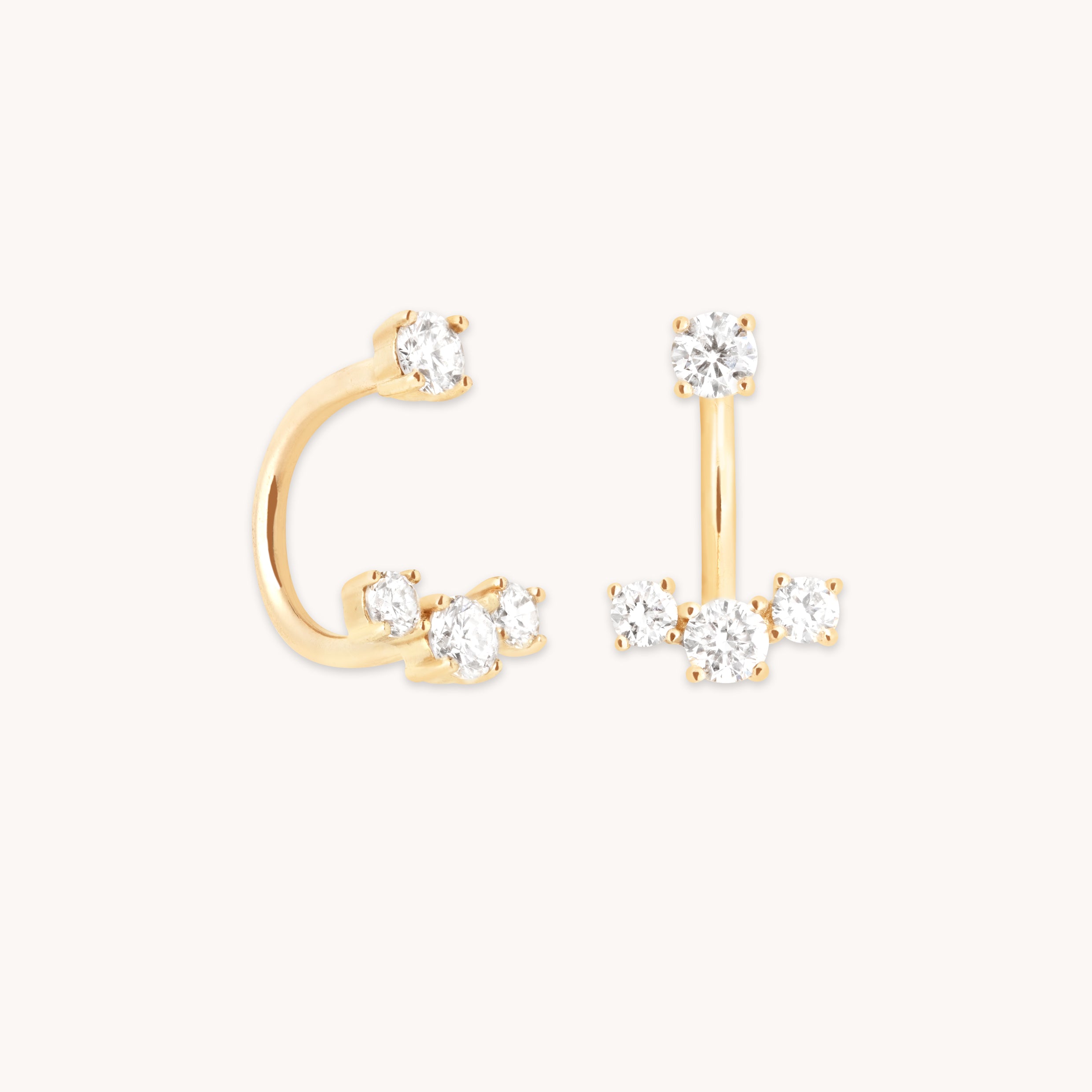Diamond Trio Ear Jacket in Solid Gold-Astrid & Miyu