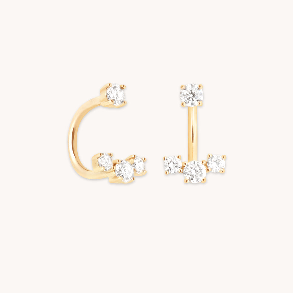 Diamond Trio Ear Jacket in Solid Gold-Astrid & Miyu