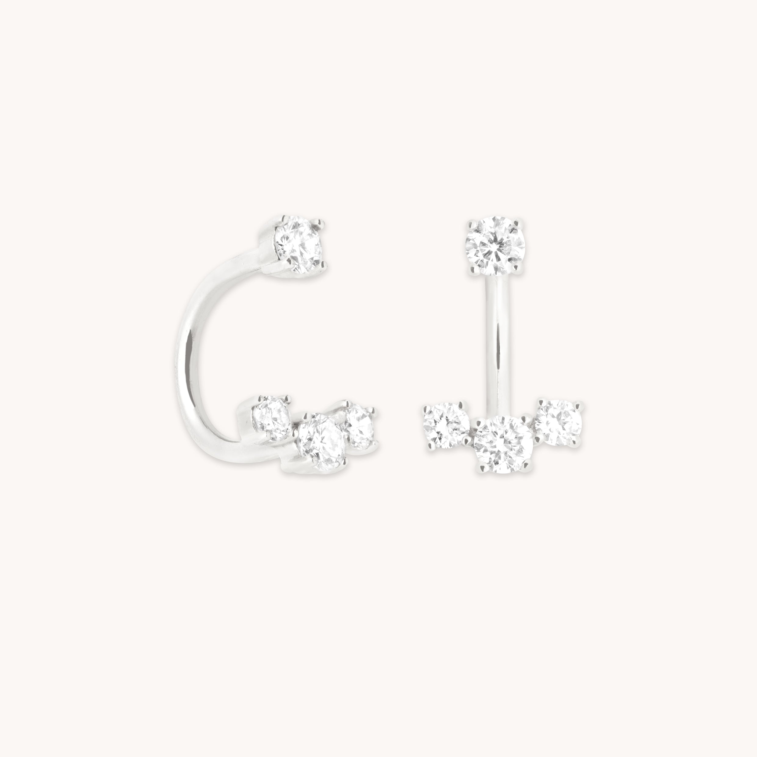 Diamond Trio Ear Jacket in Solid White Gold-Astrid & Miyu