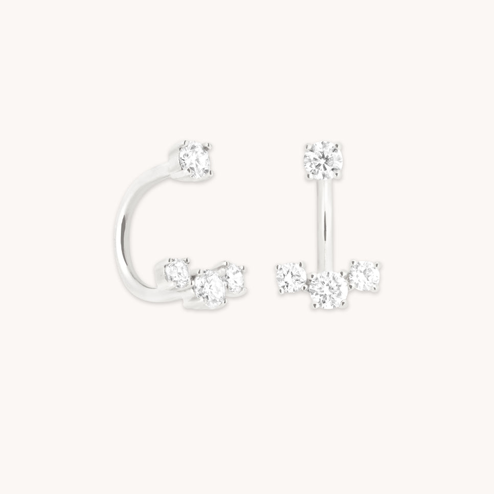 Diamond Trio Ear Jacket in Solid White Gold-Astrid & Miyu