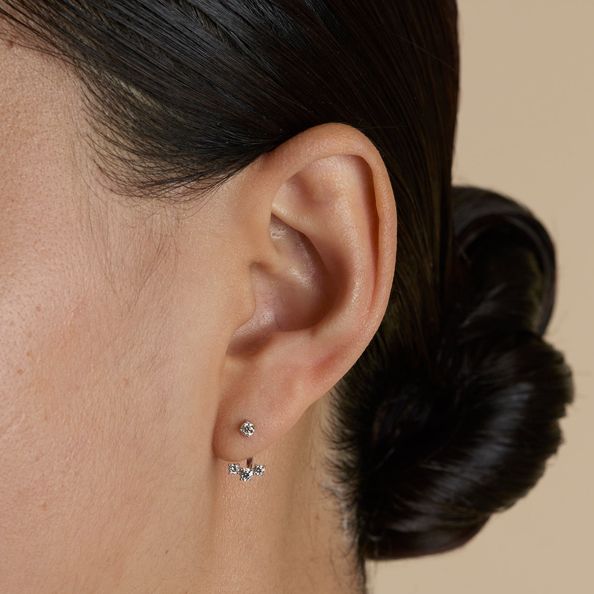Diamond Trio Ear Jacket in Solid White Gold-Astrid & Miyu