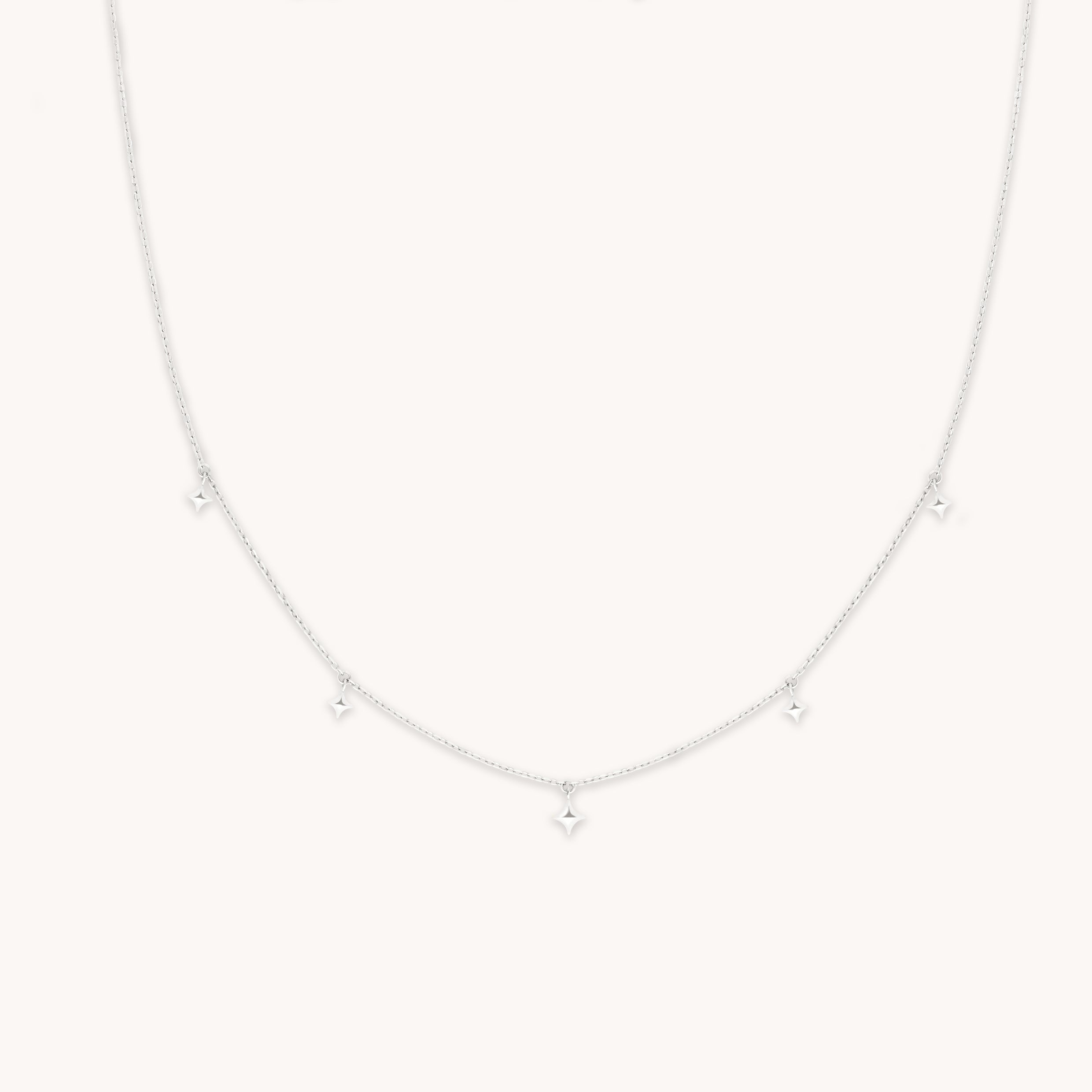 Cosmic Star Charm Necklace in Solid White Gold-Astrid & Miyu