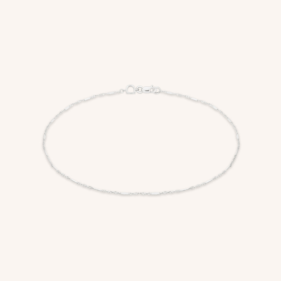 Astrid Story Chain Anklet in Solid White Gold