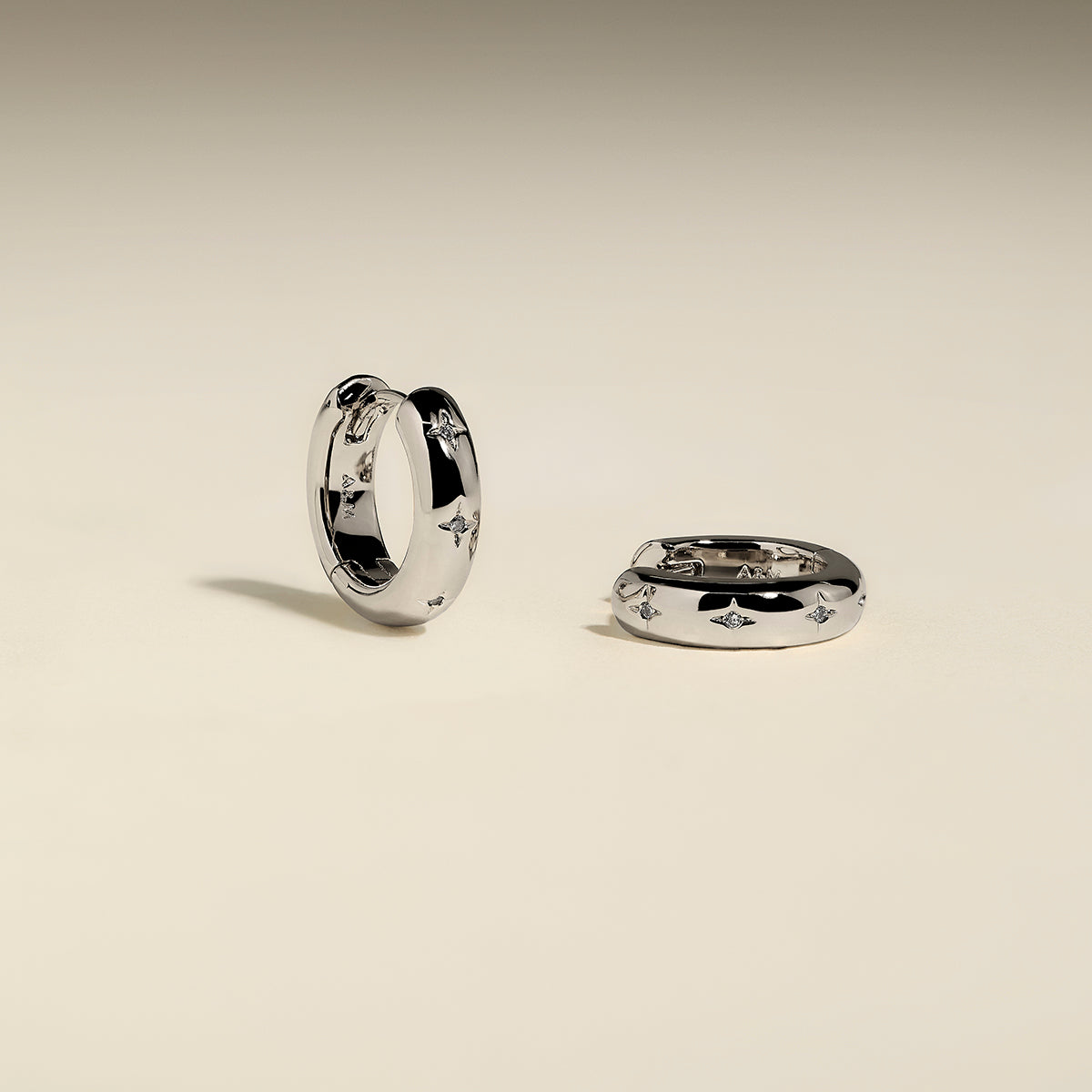Bold Cosmic Small Hoops in Silver-Astrid & Miyu