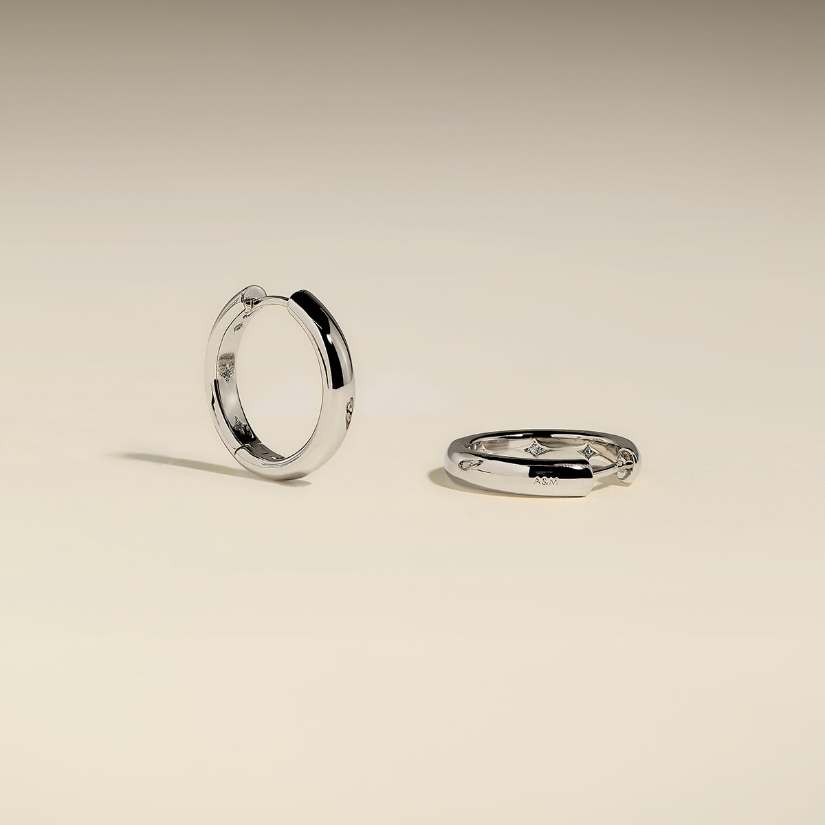 Hidden Star Medium Hoops in Silver-Astrid & Miyu