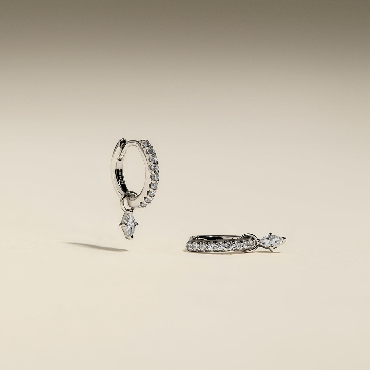 Pavé Marquise Charm Huggies in Silver-Astrid & Miyu
