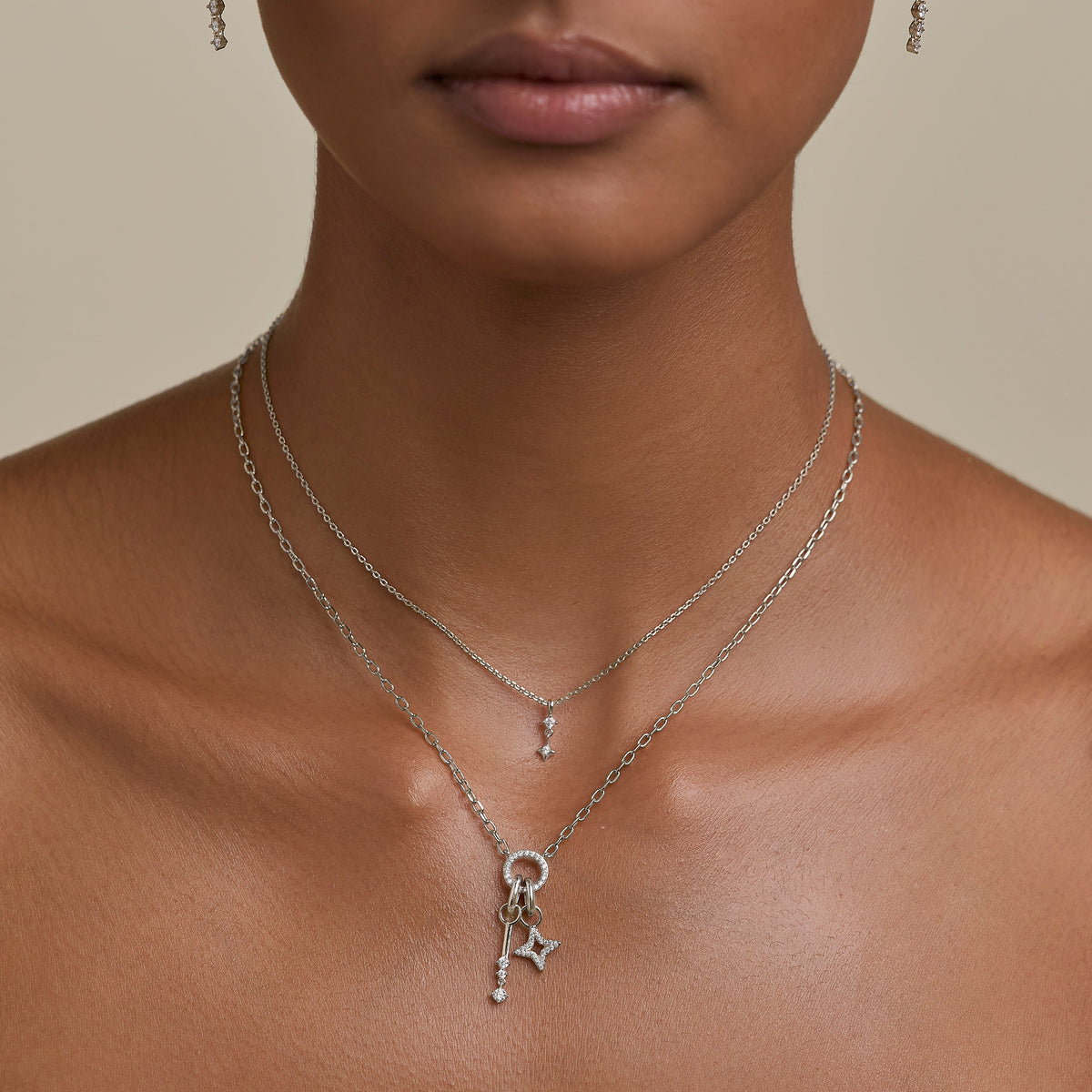 Cosmic Star Crystal Pendant Necklace in Silver-Astrid & Miyu
