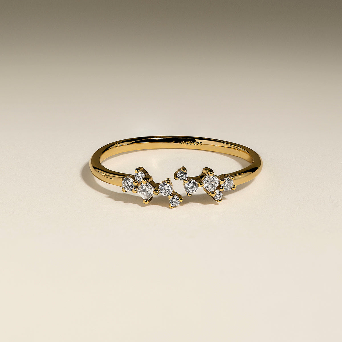 Crystal Cluster Open Ring in Gold-Astrid & Miyu