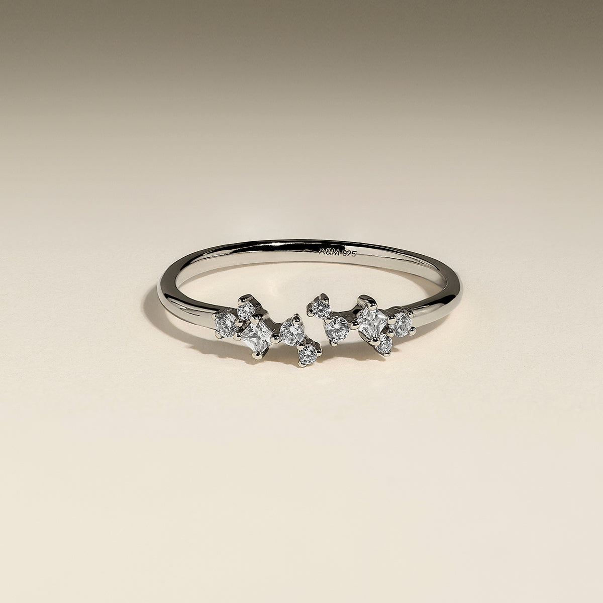 Crystal Cluster Open Ring in Silver-Astrid & Miyu