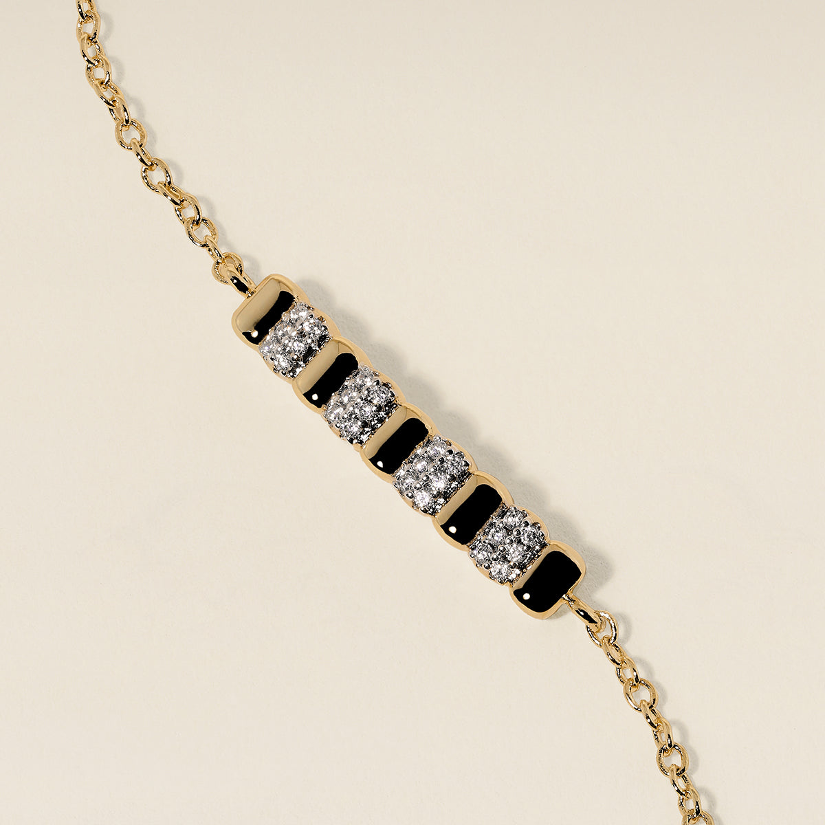 Crystal Ridged Bar Pendant Bracelet in Gold-Astrid & Miyu