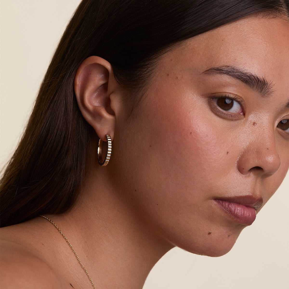 Ridged Hoops in Gold-Astrid & Miyu