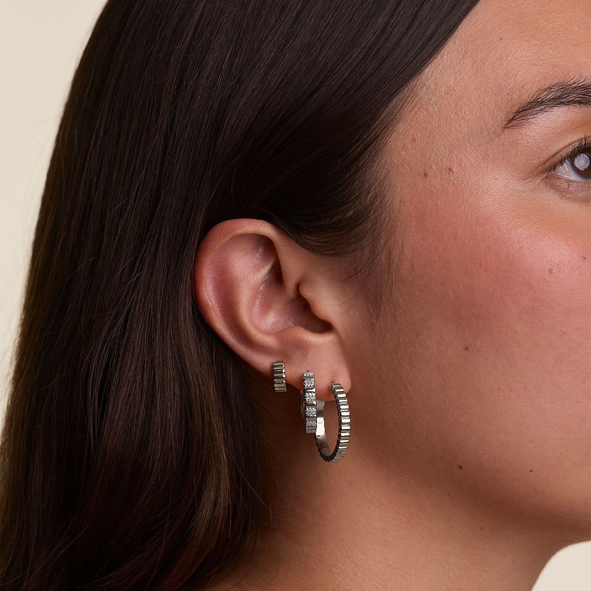 Ridged Hoops in Silver-Astrid & Miyu