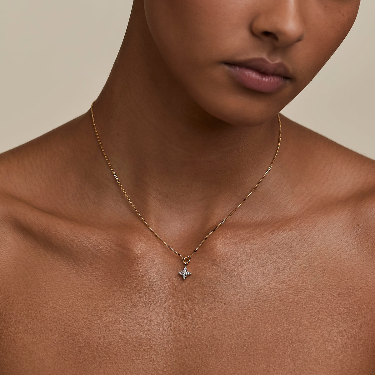 Pavé Cosmic Star Pendant Necklace in Gold