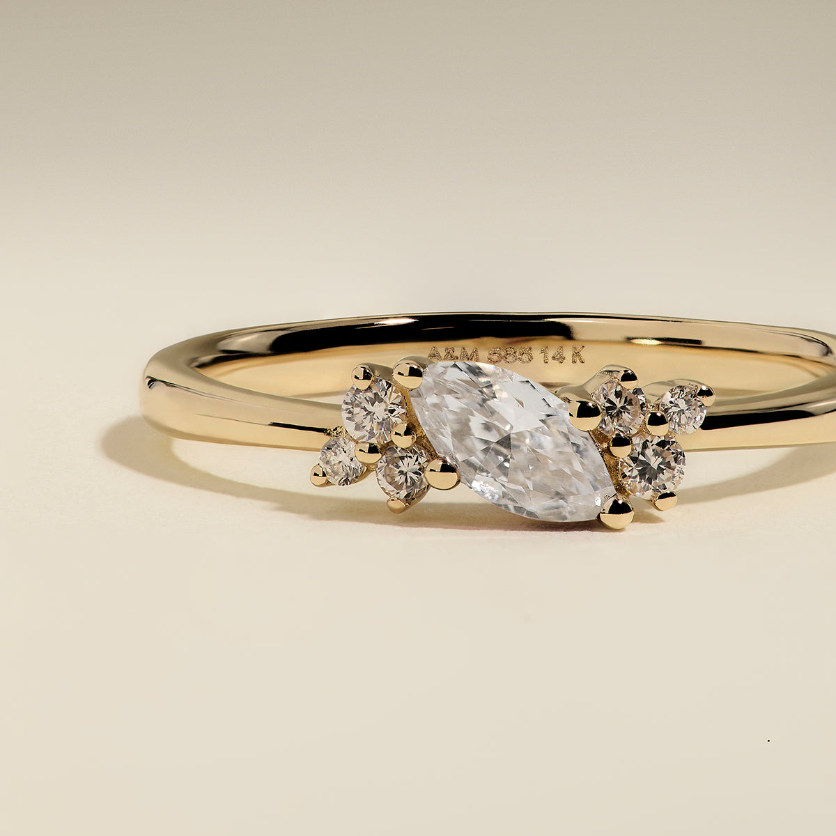 Diamond April Birthstone Milestone Ring in Solid Gold-Astrid & Miyu