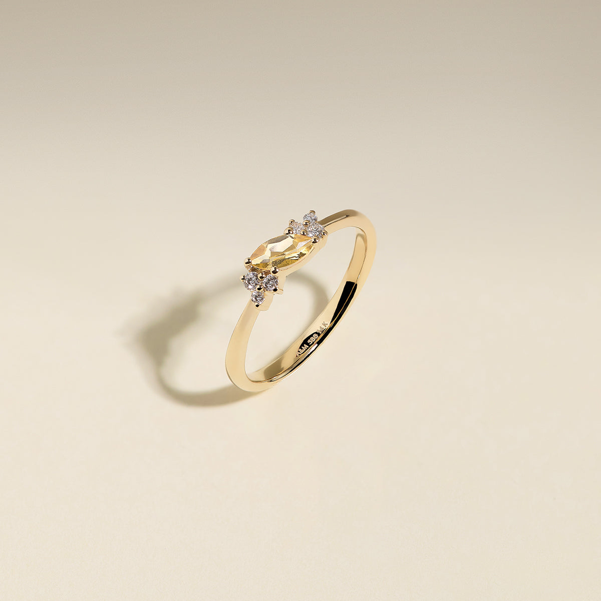 Citrine November Birthstone Milestone Ring in Solid Gold-Astrid & Miyu