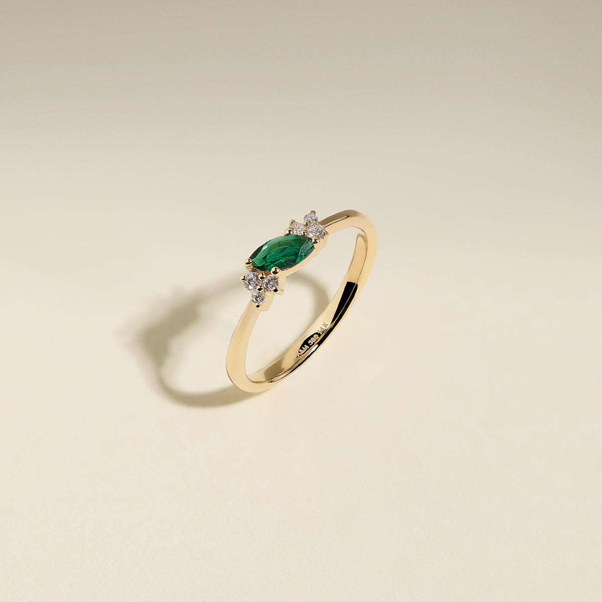 Emerald May Birthstone Milestone Ring in Solid Gold-Astrid & Miyu