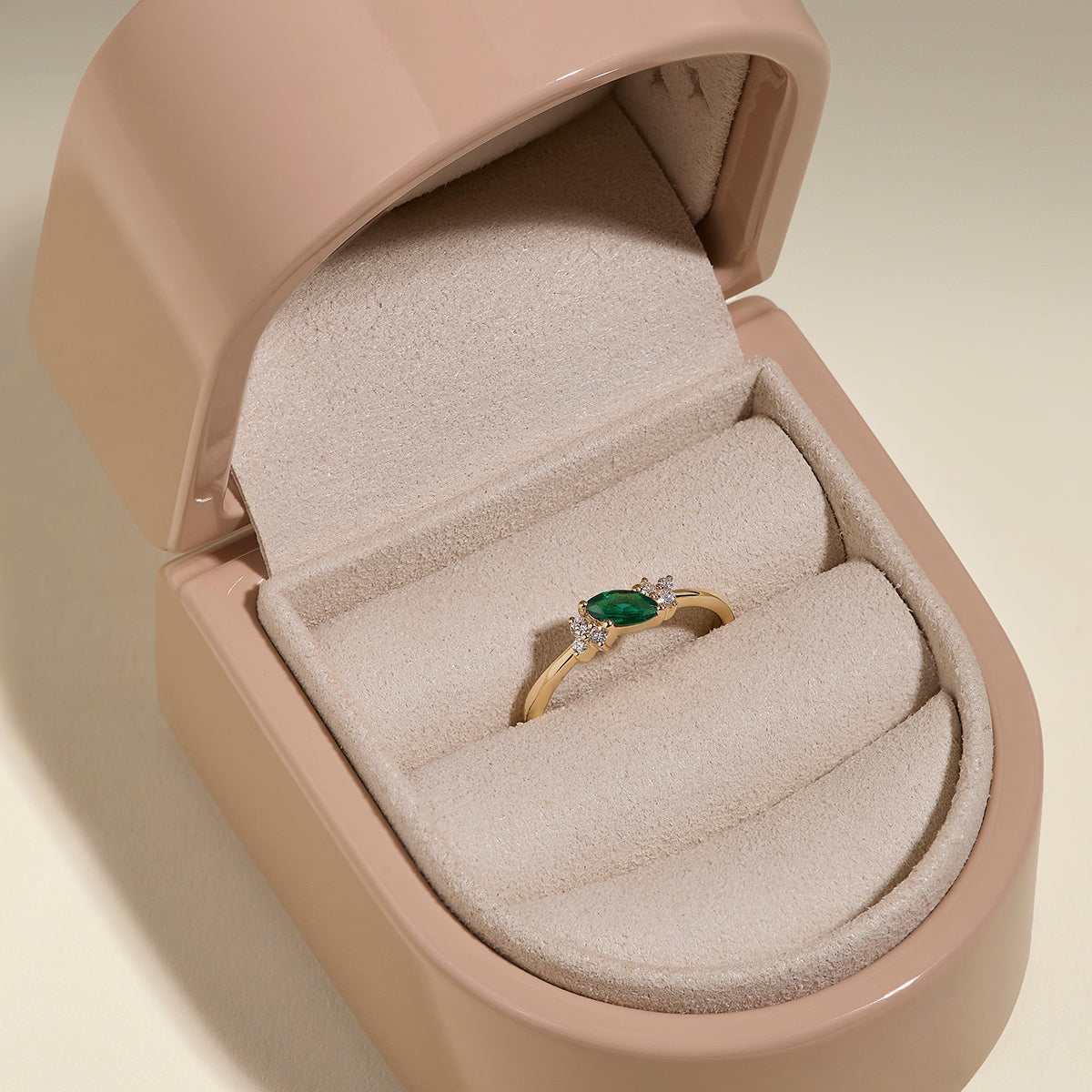 Emerald May Birthstone Milestone Ring in Solid Gold-Astrid & Miyu