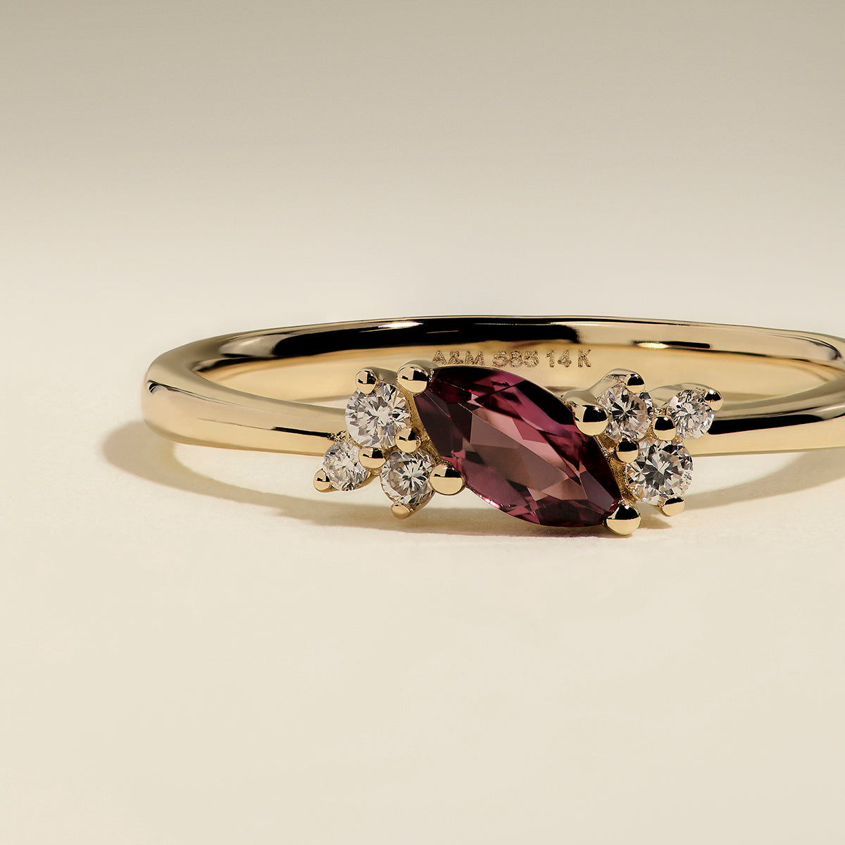Garnet January Birthstone Milestone Ring in Solid Gold-Astrid & Miyu