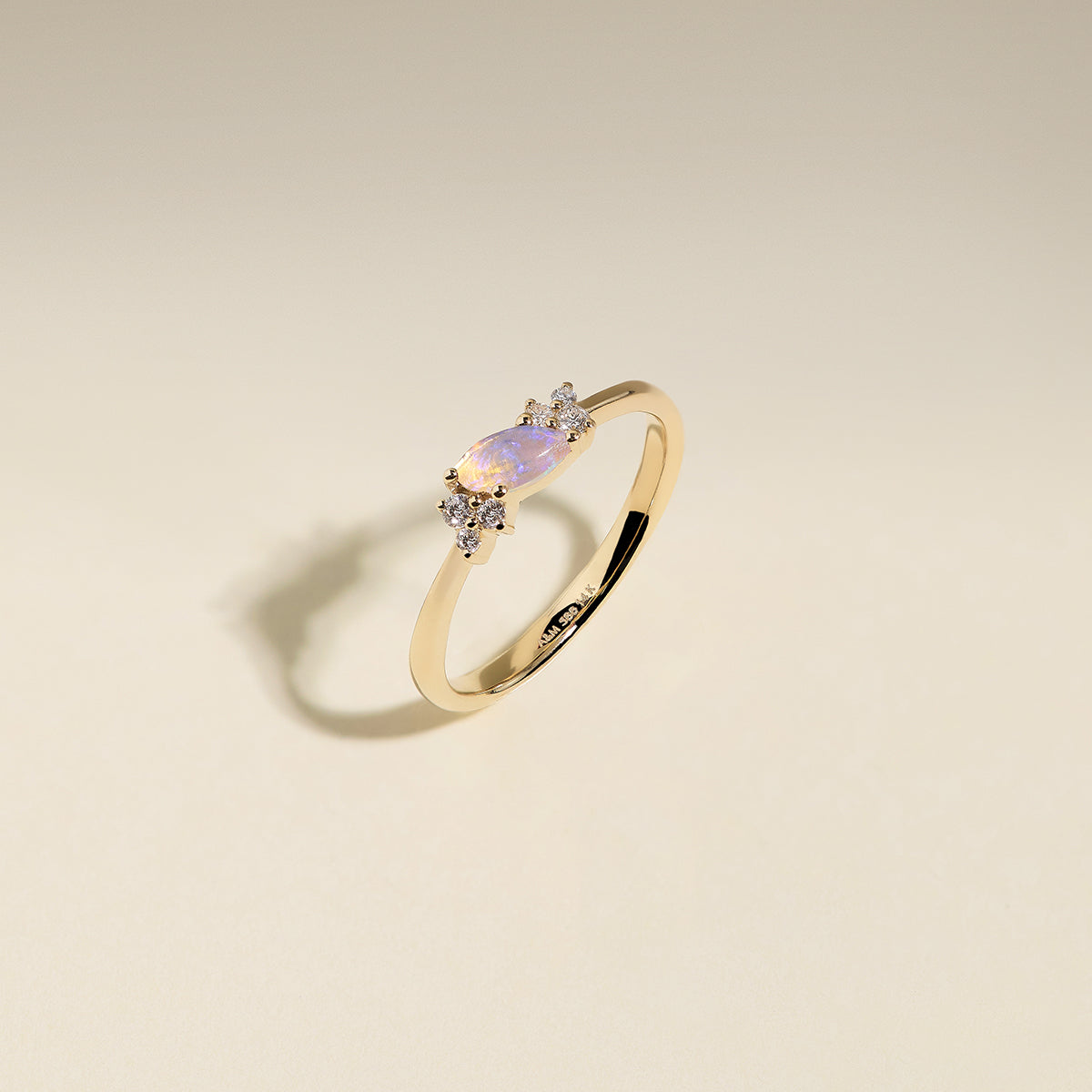 Opal October Birthstone Milestone Ring in Solid Gold-Astrid & Miyu