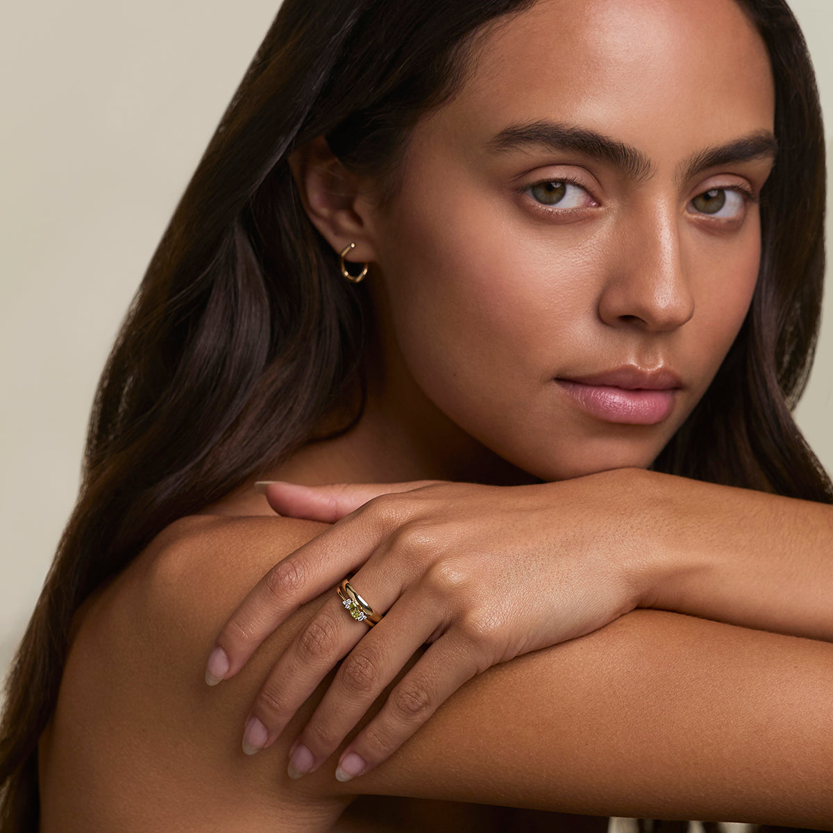 Peridot August Birthstone Milestone Ring in Solid Gold-Astrid & Miyu