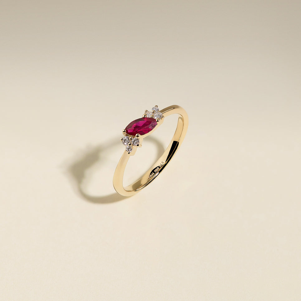 Ruby July Birthstone Milestone Ring in Solid Gold-Astrid & Miyu