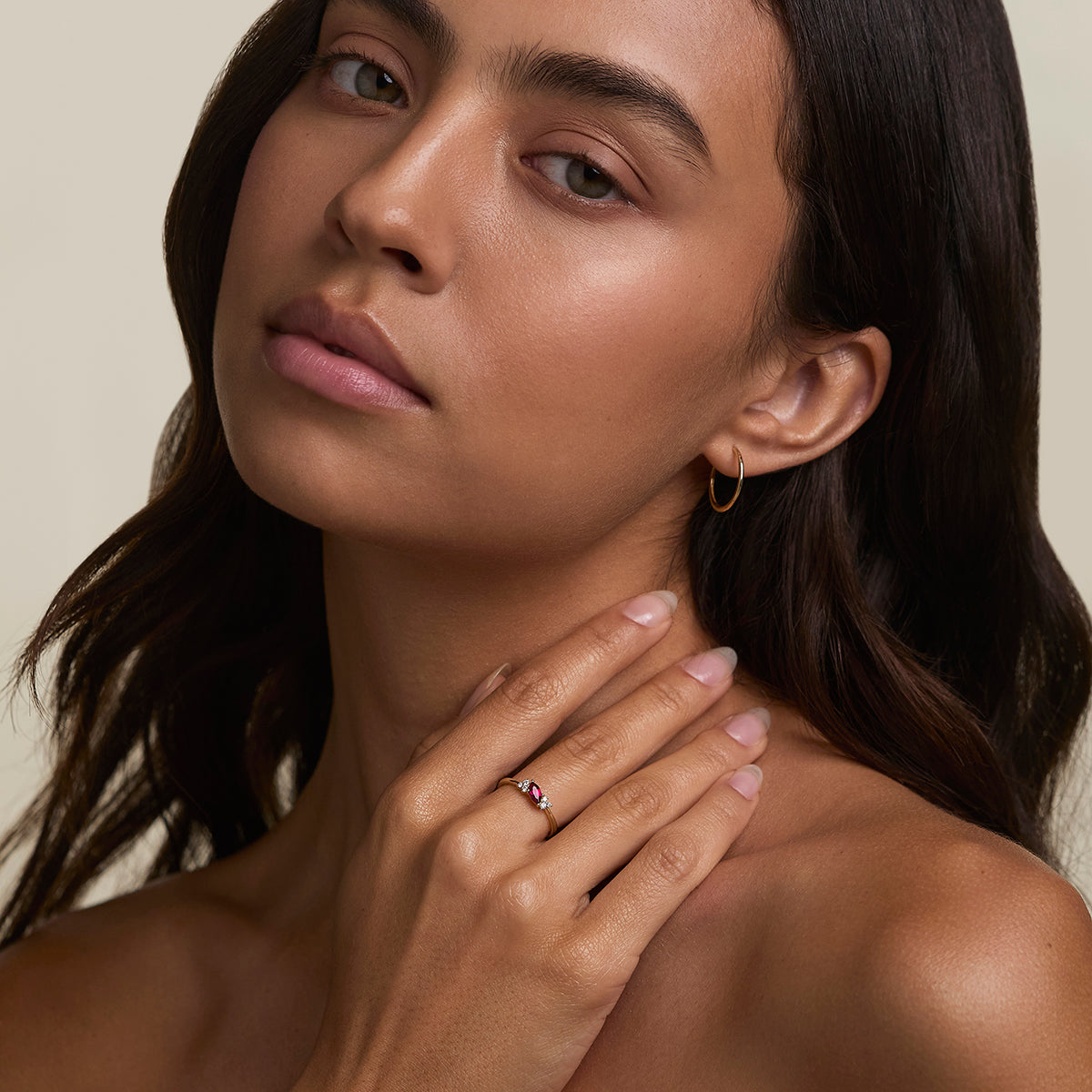 Ruby July Birthstone Milestone Ring in Solid Gold-Astrid & Miyu