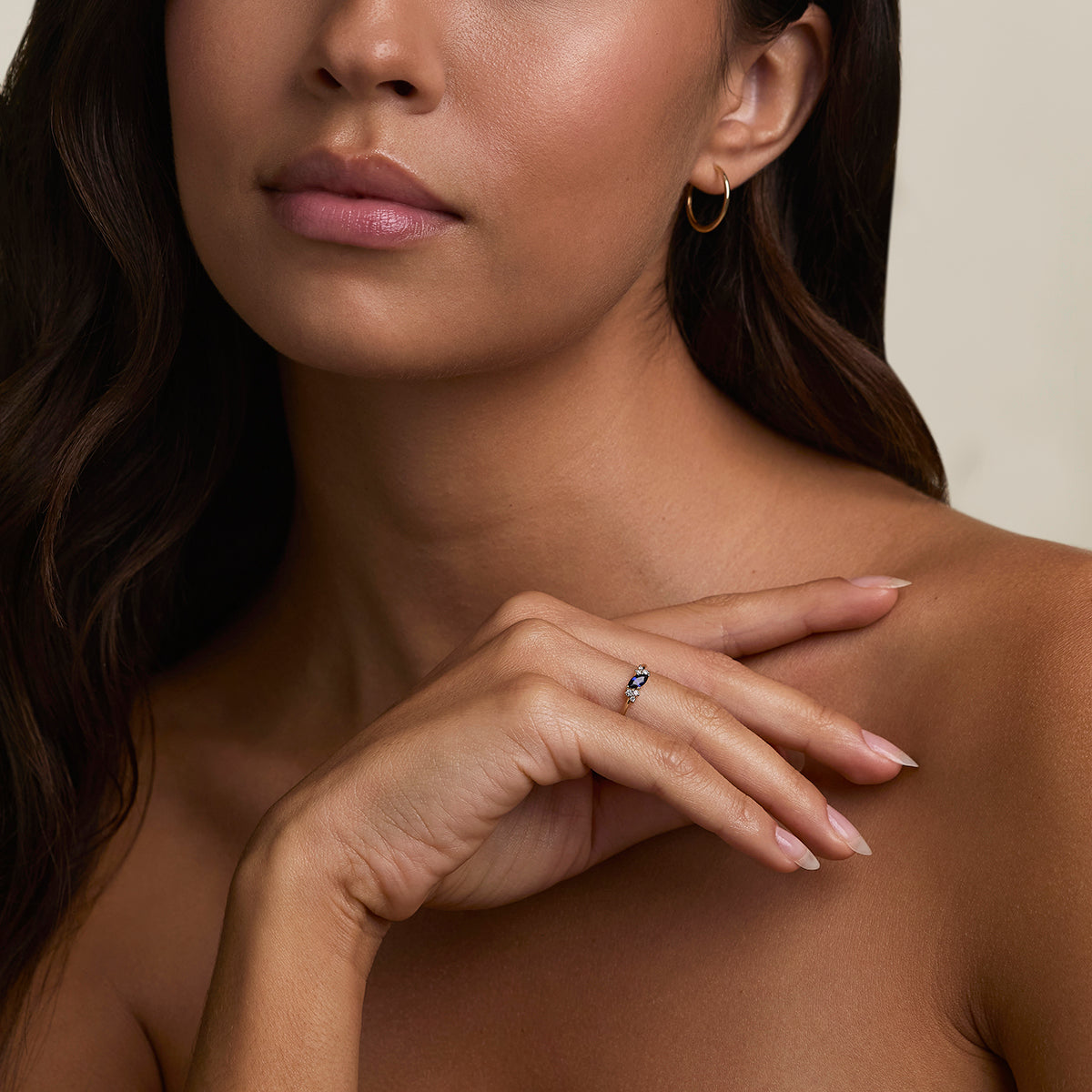Sapphire September Birthstone Milestone Ring in Solid Gold-Astrid & Miyu