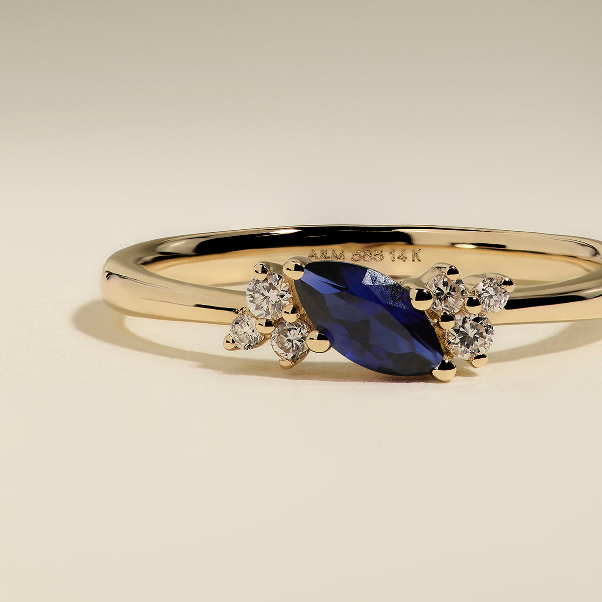 Sapphire September Birthstone Milestone Ring in Solid Gold-Astrid & Miyu
