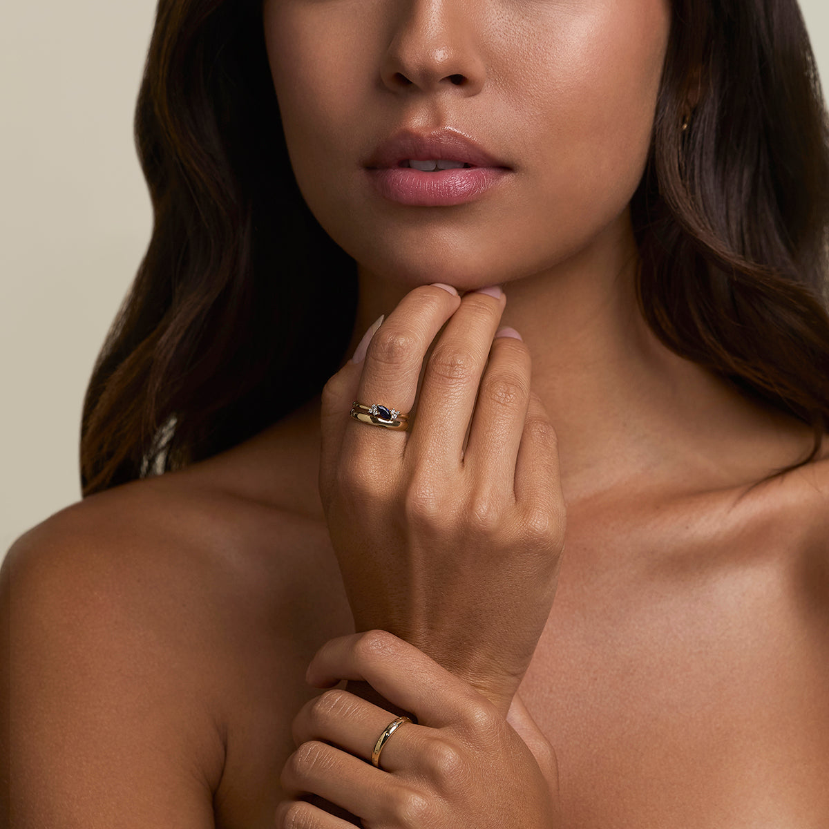 Sapphire September Birthstone Milestone Ring in Solid Gold-Astrid & Miyu