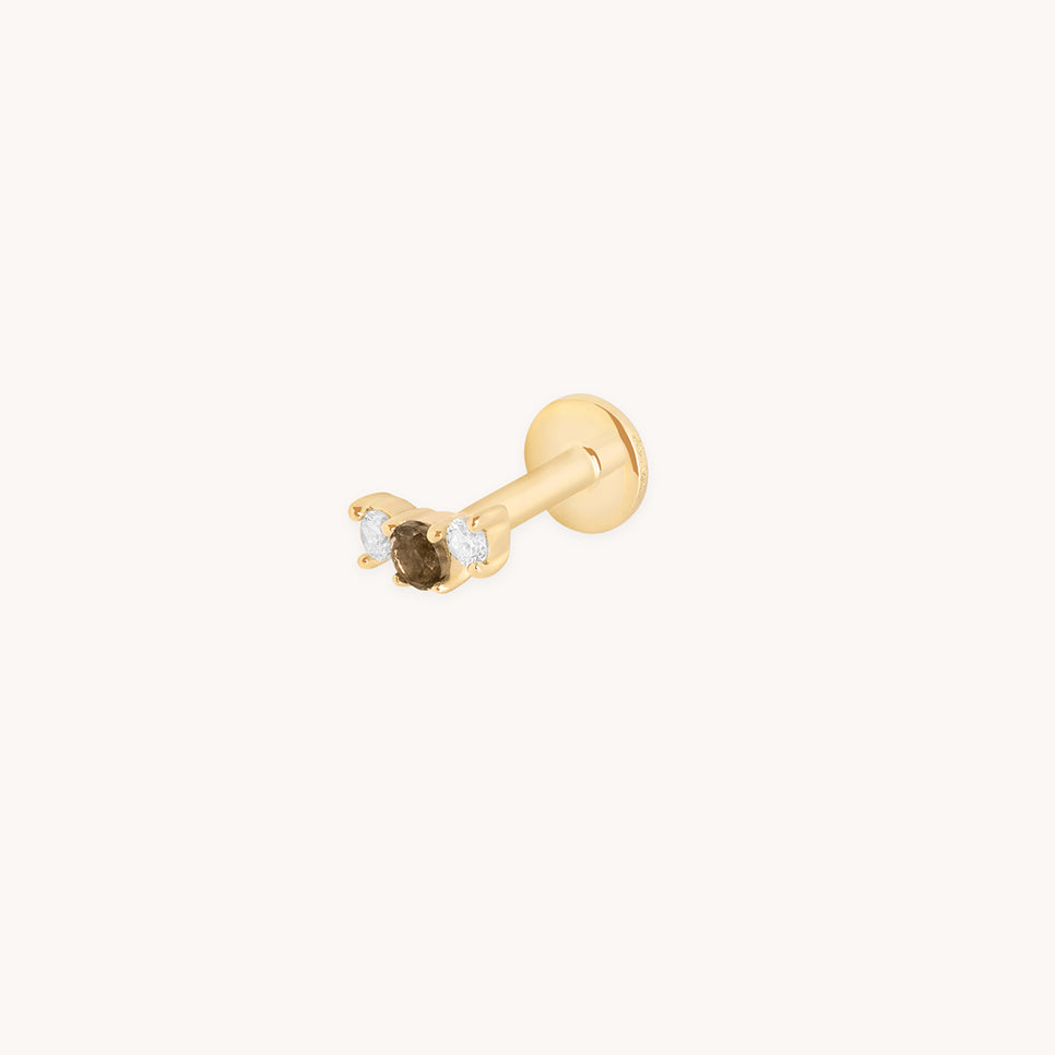 Smokey Quartz Cluster Piercing Stud in Solid Gold-Astrid & Miyu