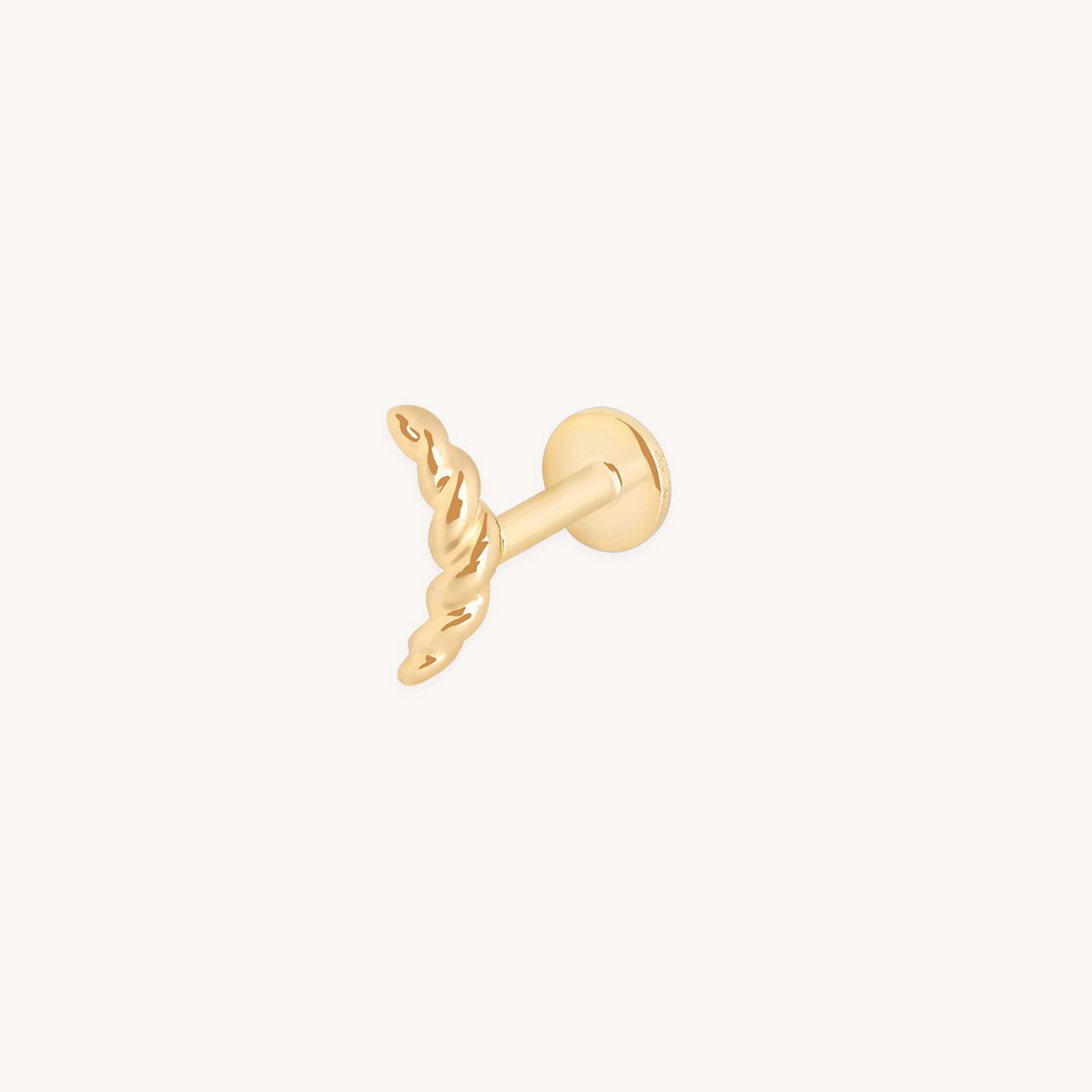 Twisted Rope Curved Piercing Stud in Solid Gold-Astrid & Miyu
