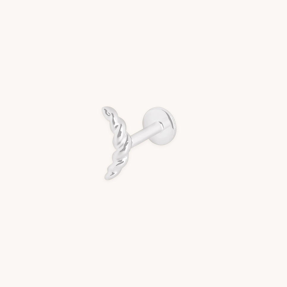 Twisted Rope Curved Piercing Stud in Solid White Gold-Astrid & Miyu