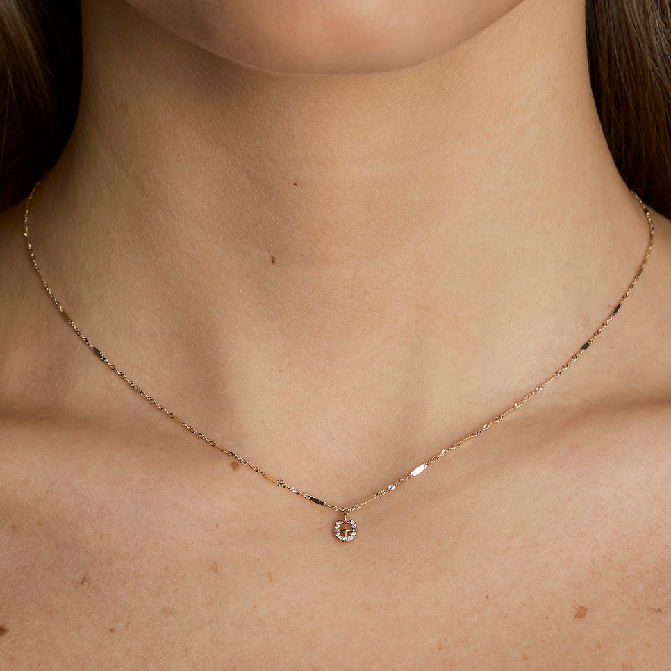 Diamond Pavé Horseshoe Charm 9k Gold-Astrid & Miyu