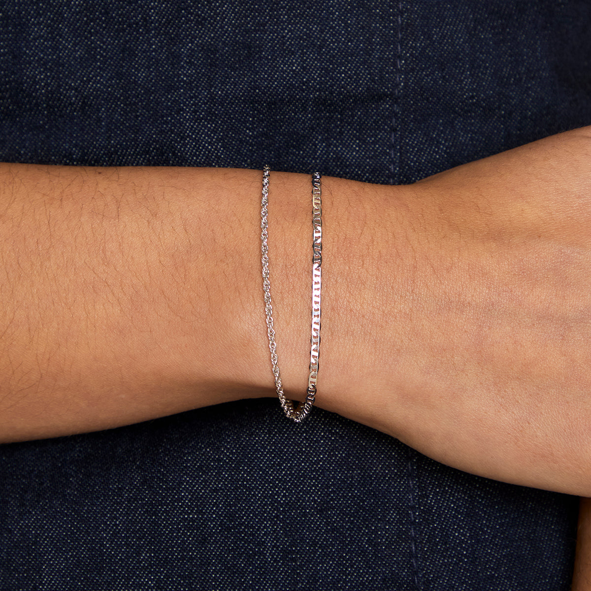 Illusion Double Chain Bracelet in Silver-Astrid & Miyu