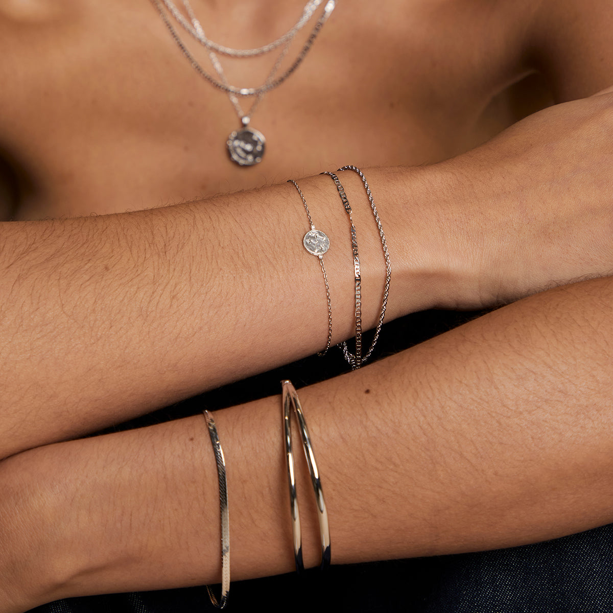 Illusion Double Chain Bracelet in Silver-Astrid & Miyu