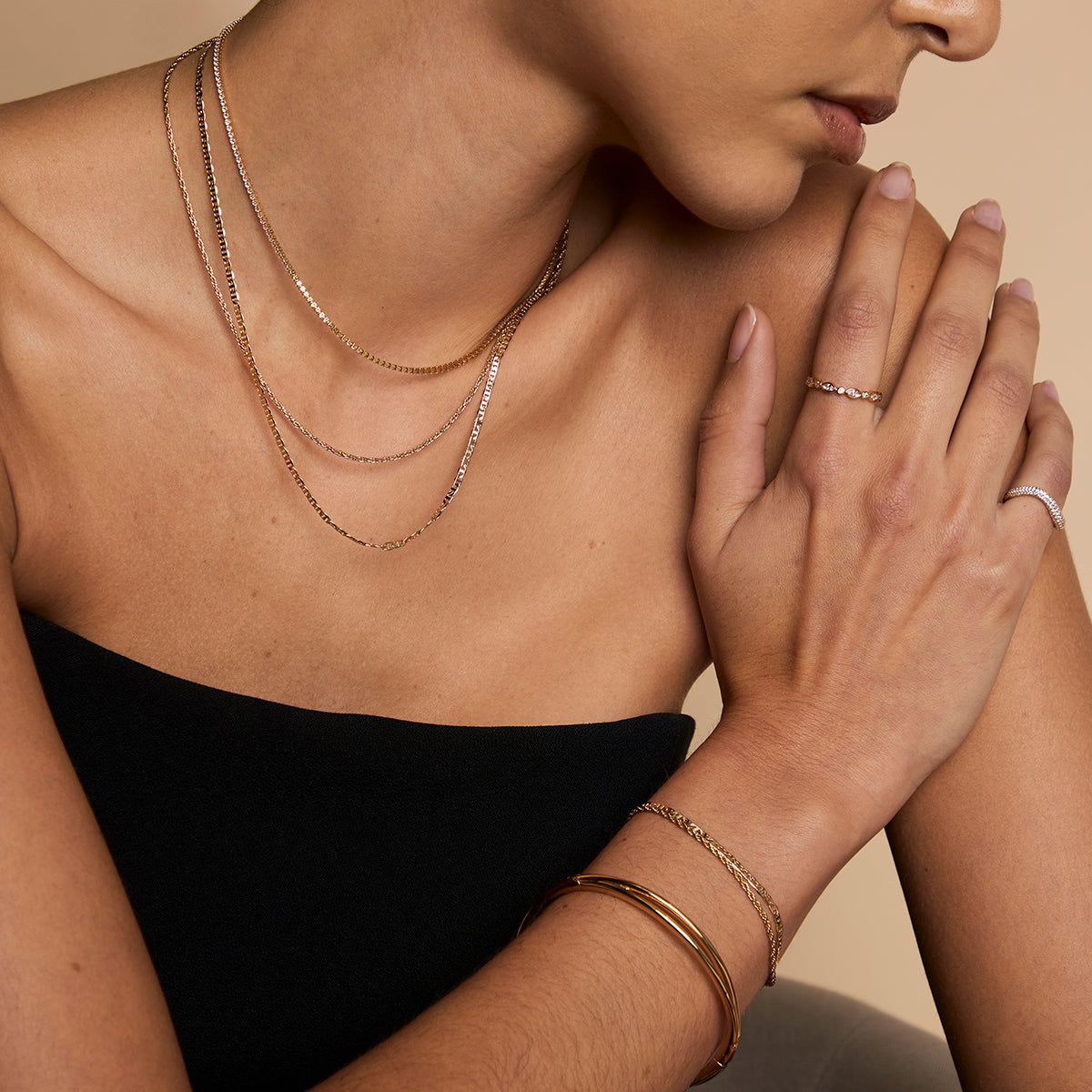 Crossover Illusion Bangle in Gold-Astrid & Miyu