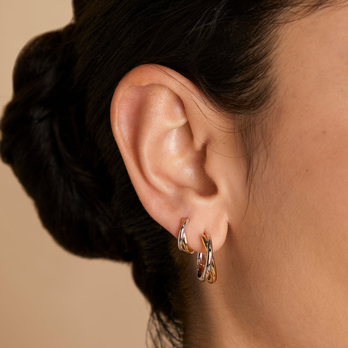 Crossover Illusion Hoops in Mixed Metal-Astrid & Miyu