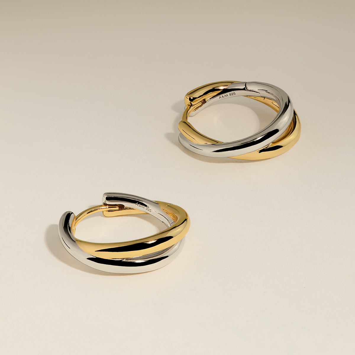 Crossover Illusion Hoops in Mixed Metal-Astrid & Miyu